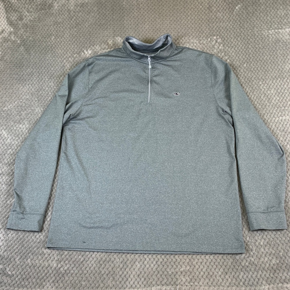 Vineyard Vines Performance 1/4 Zip Pullover Mens Large Gray Heather 1K6001